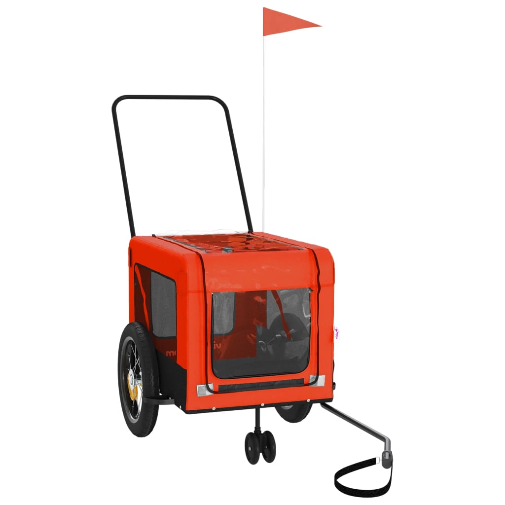 vidaXL Remorcă bicicletă animale companie portocaliu/negru oxford/fier vidaXL Remorcă bicicletă animale companie portocaliu/negru oxford/fier