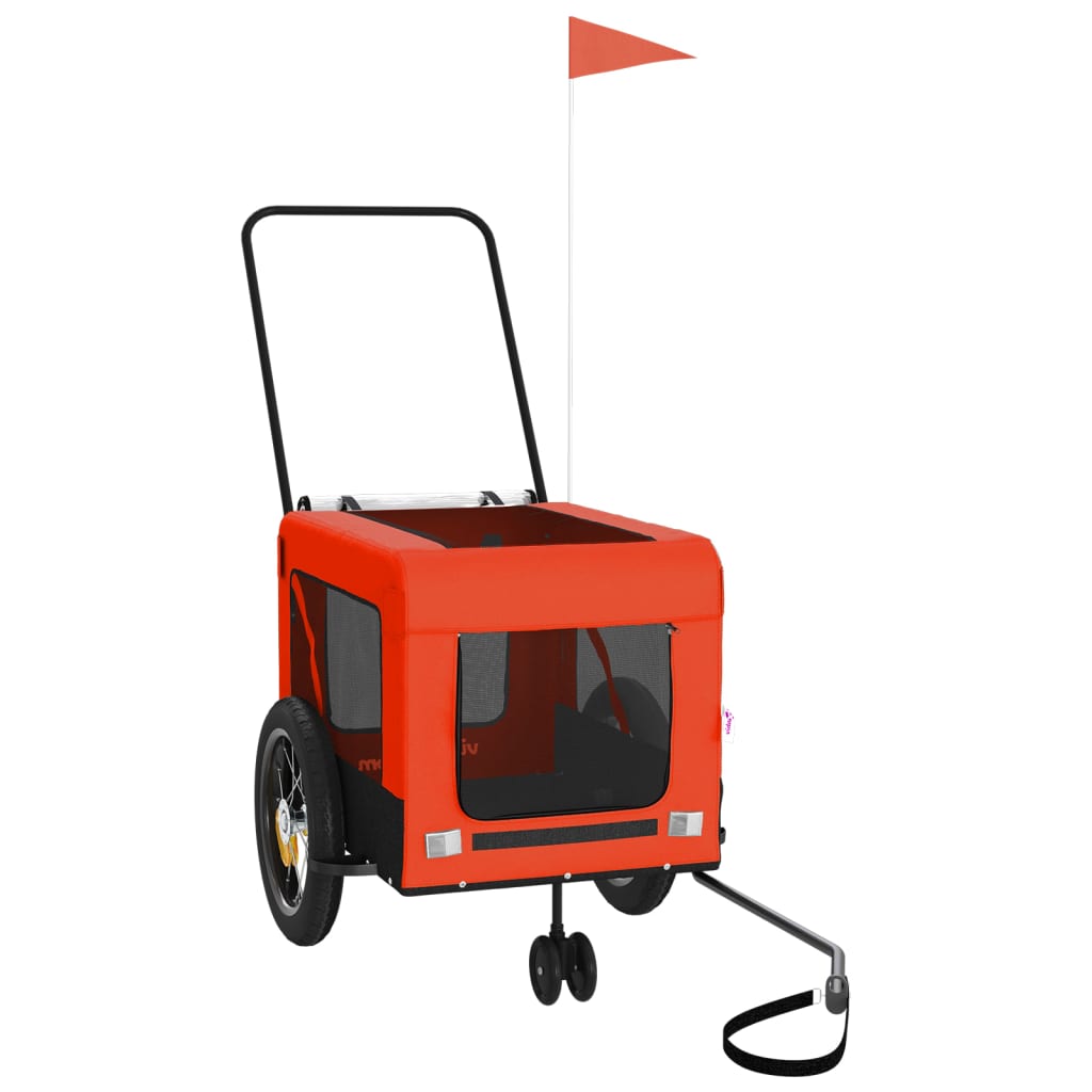 vidaXL Remorcă bicicletă animale companie portocaliu/negru oxford/fier vidaXL Remorcă bicicletă animale companie portocaliu/negru oxford/fier