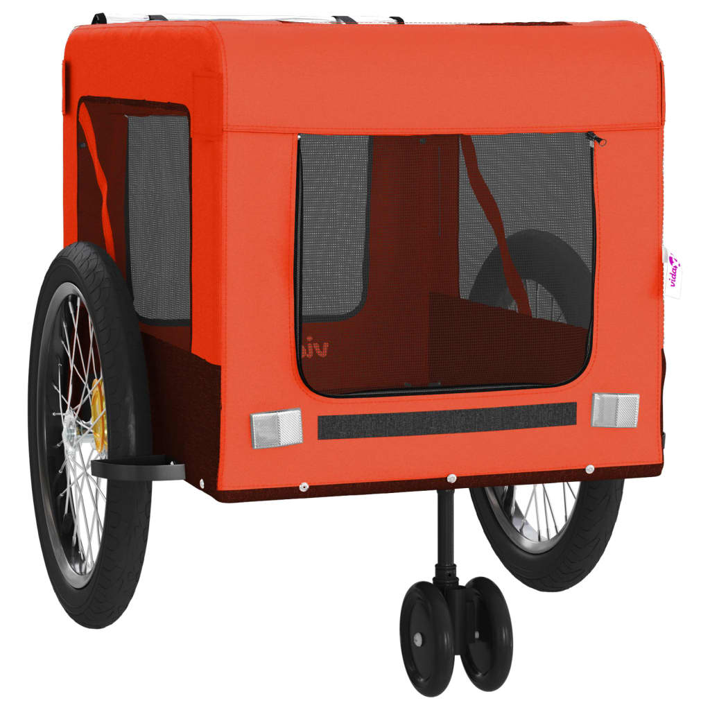 vidaXL Remorcă bicicletă animale companie portocaliu/negru oxford/fier