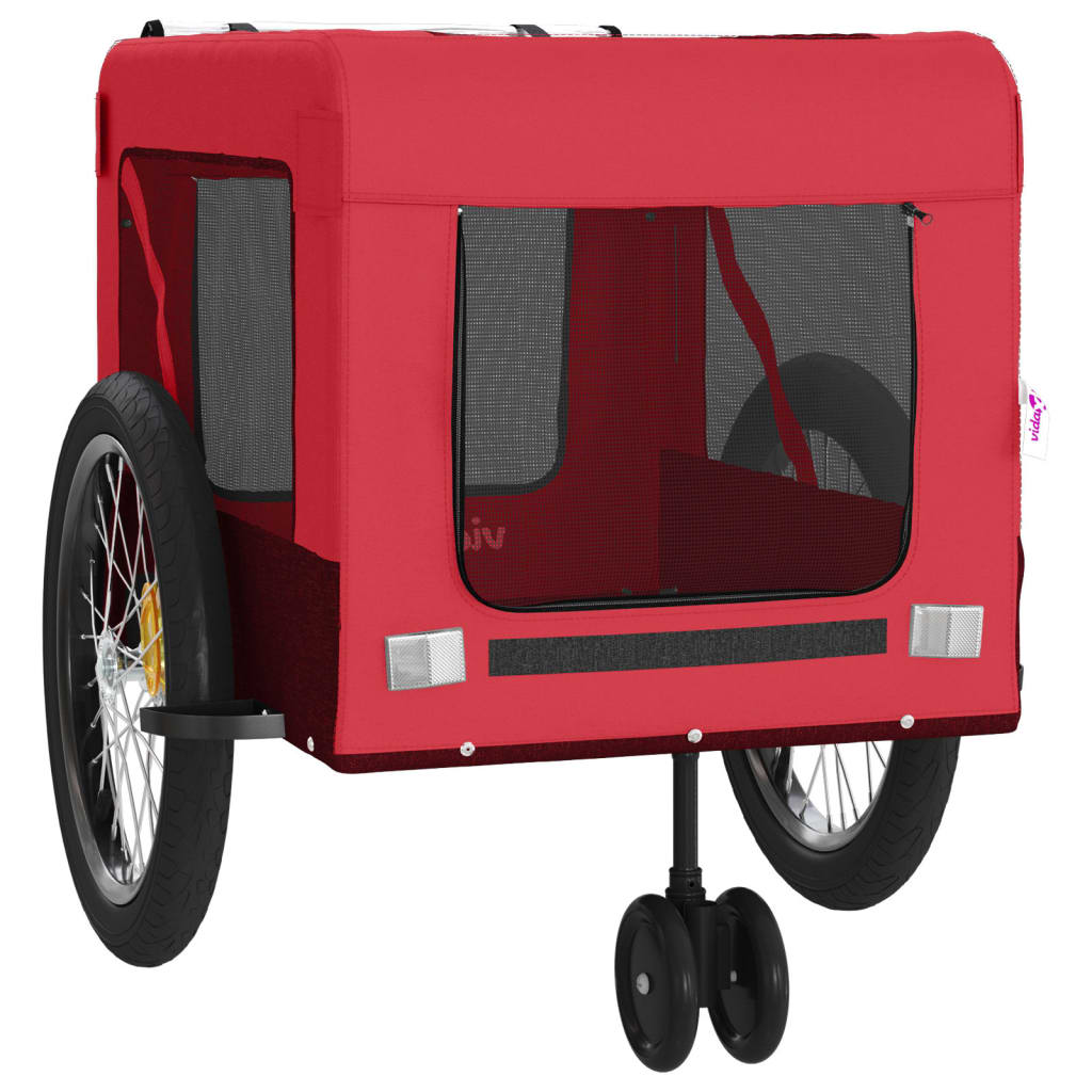 vidaXL Remorcă bicicletă animale companie, roșu/negru, oxford/fier vidaXL Remorcă bicicletă animale companie, roșu/negru, oxford/fier