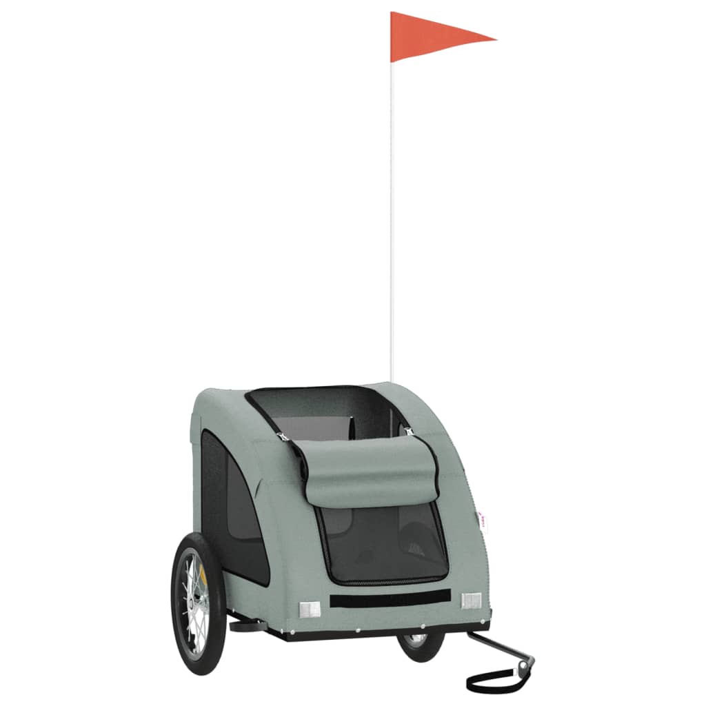 vidaXL Remorcă de bicicletă animale companie, gri, textil oxford/fier