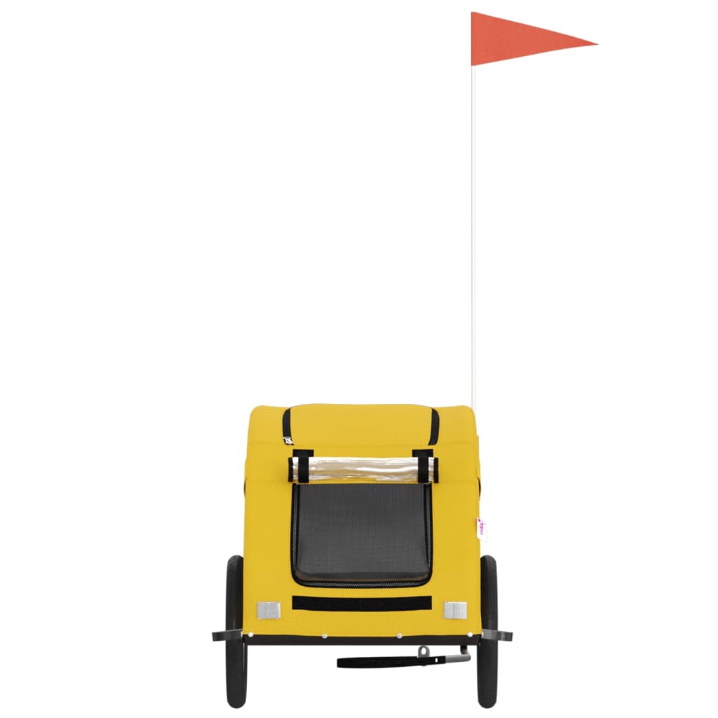 vidaXL Remorcă de bicicletă animale companie galben textil oxford/fier