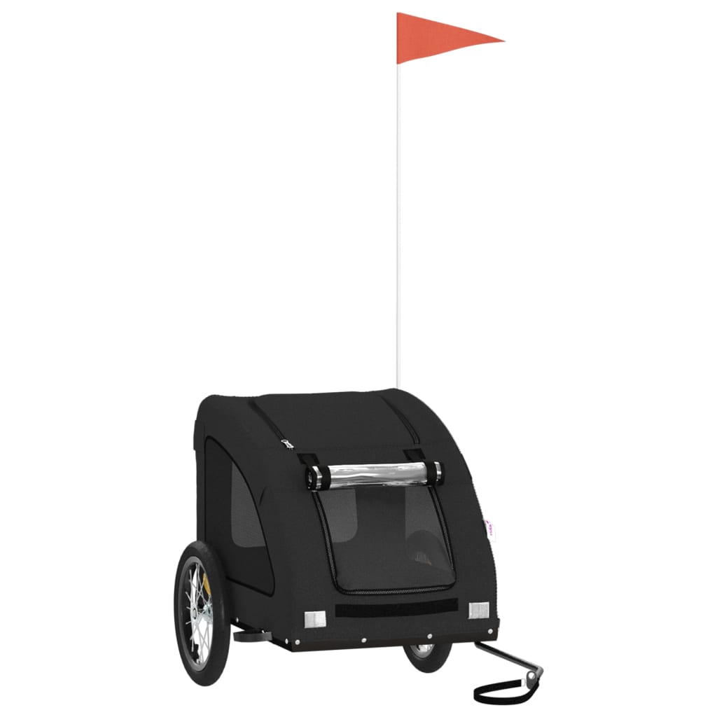 vidaXL Remorcă bicicletă animale companie, negru, textil oxford/fier