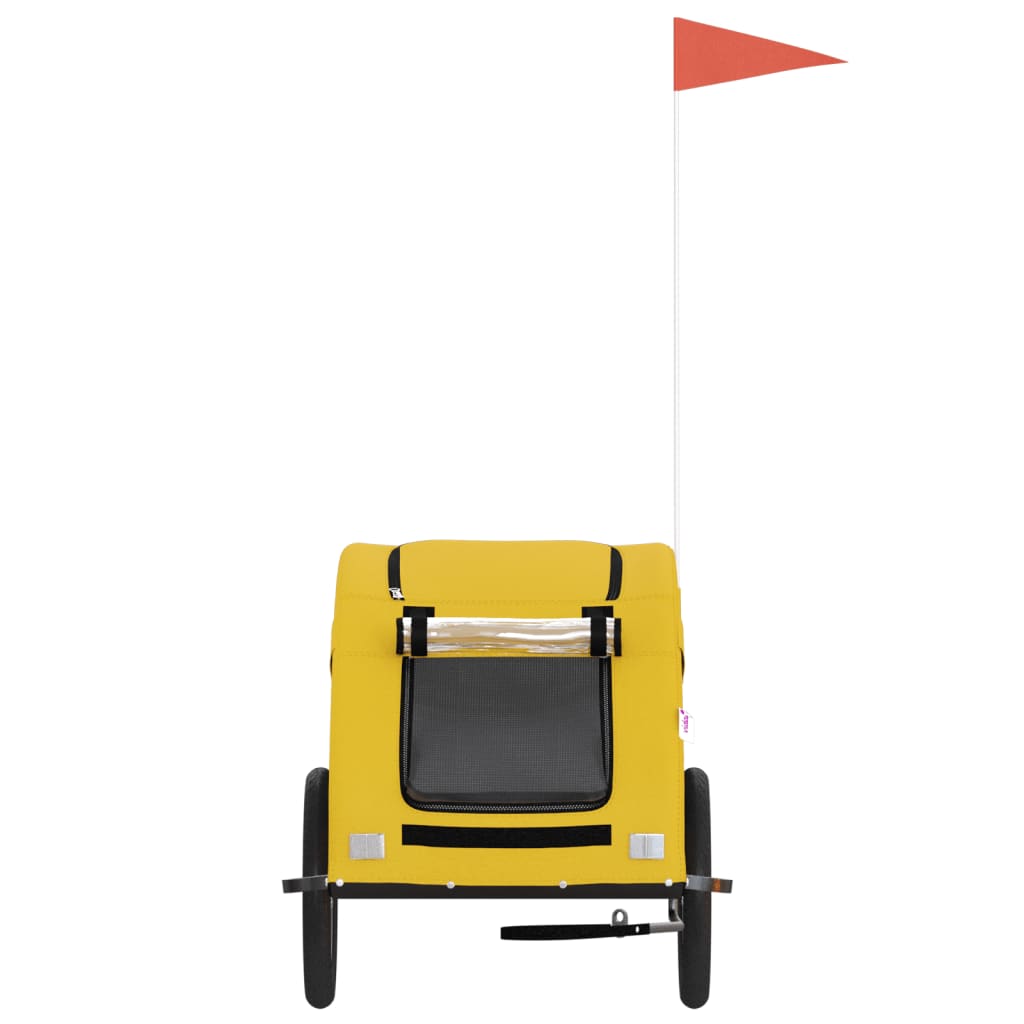 vidaXL Remorcă de bicicletă animale companie galben textil oxford/fier