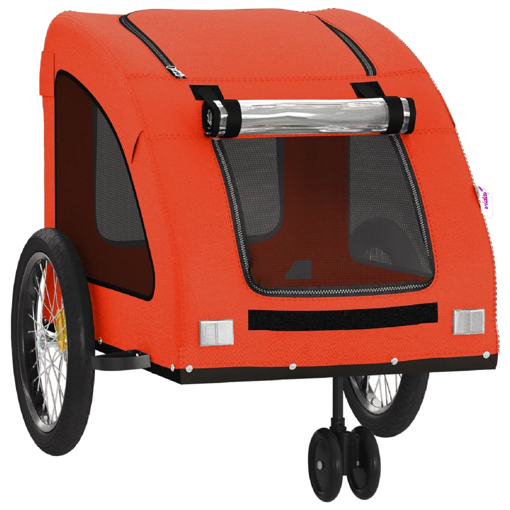 vidaXL Remorcă de bicicletă animale portocaliu/gri, textil oxford/fier vidaXL Remorcă de bicicletă animale portocaliu/gri, textil oxford/fier