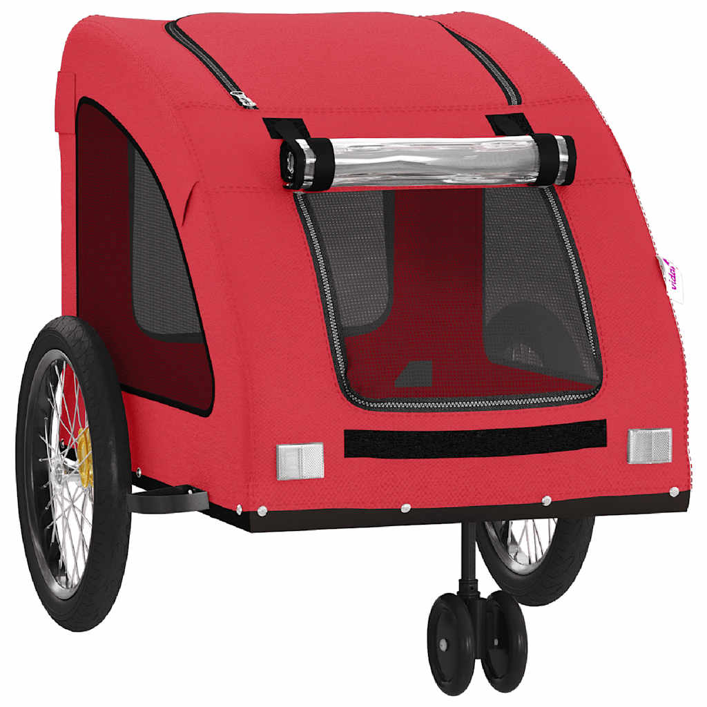 vidaXL Remorcă de bicicletă animale companie, roșu, textil oxford/fier vidaXL Remorcă de bicicletă animale companie, roșu, textil oxford/fier
