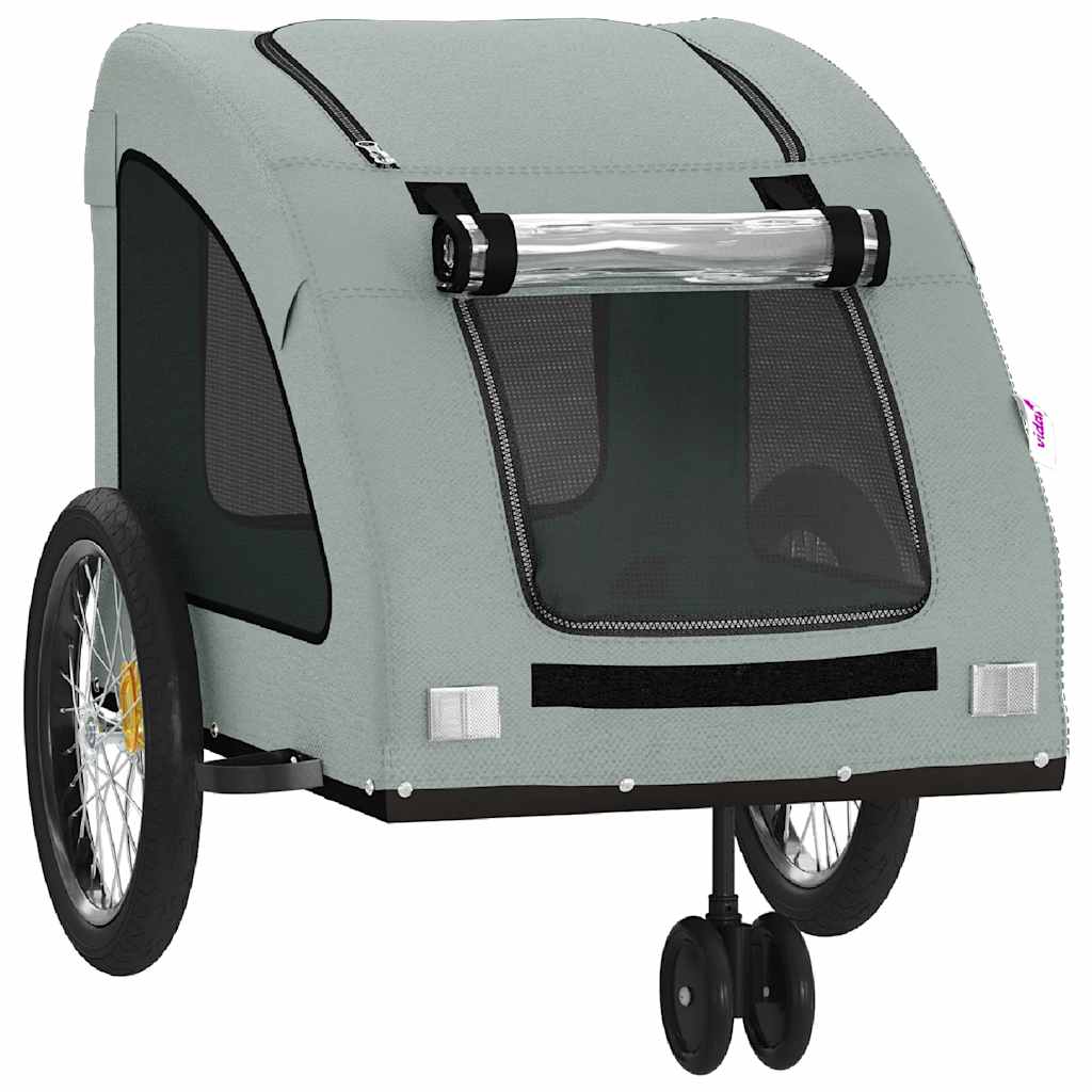 vidaXL Remorcă de bicicletă animale companie, gri, textil oxford/fier vidaXL Remorcă de bicicletă animale companie, gri, textil oxford/fier