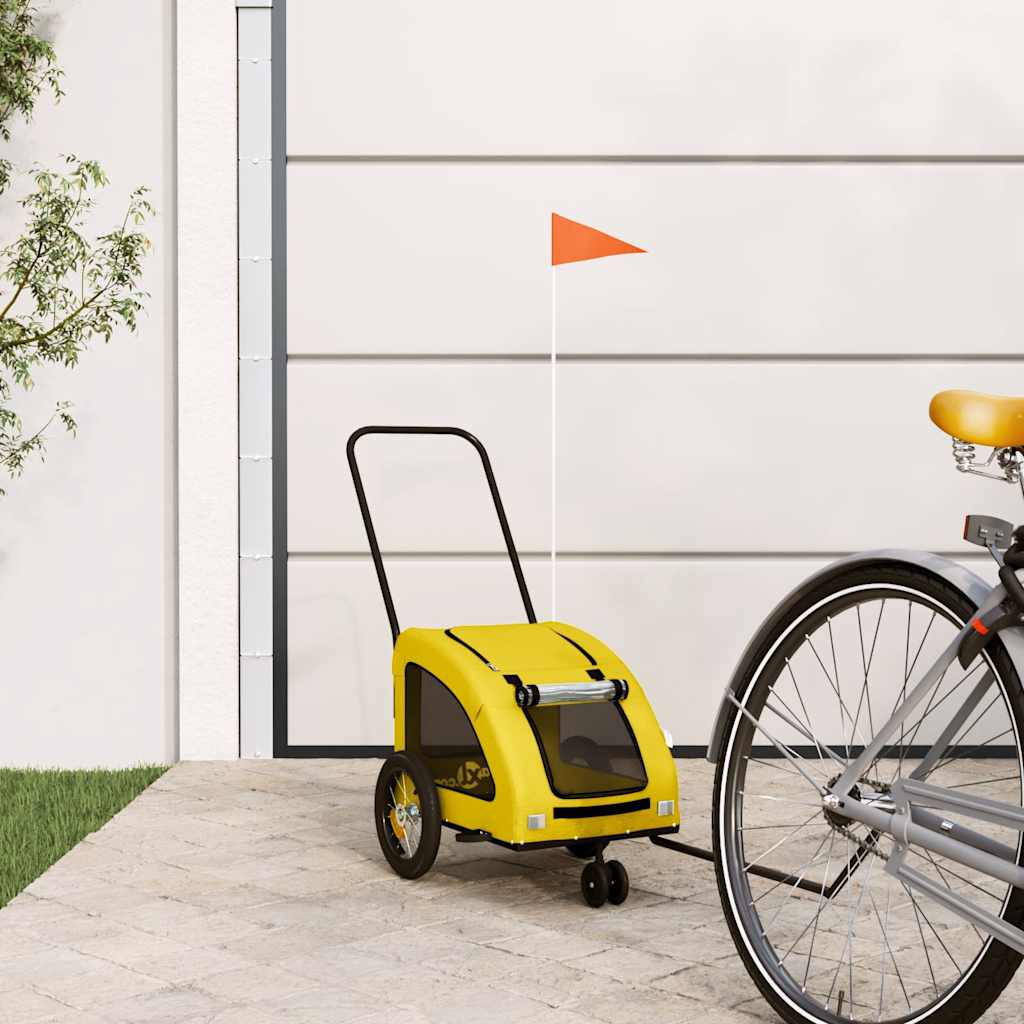vidaXL Remorcă de bicicletă animale companie galben textil oxford/fier vidaXL Remorcă de bicicletă animale companie galben textil oxford/fier