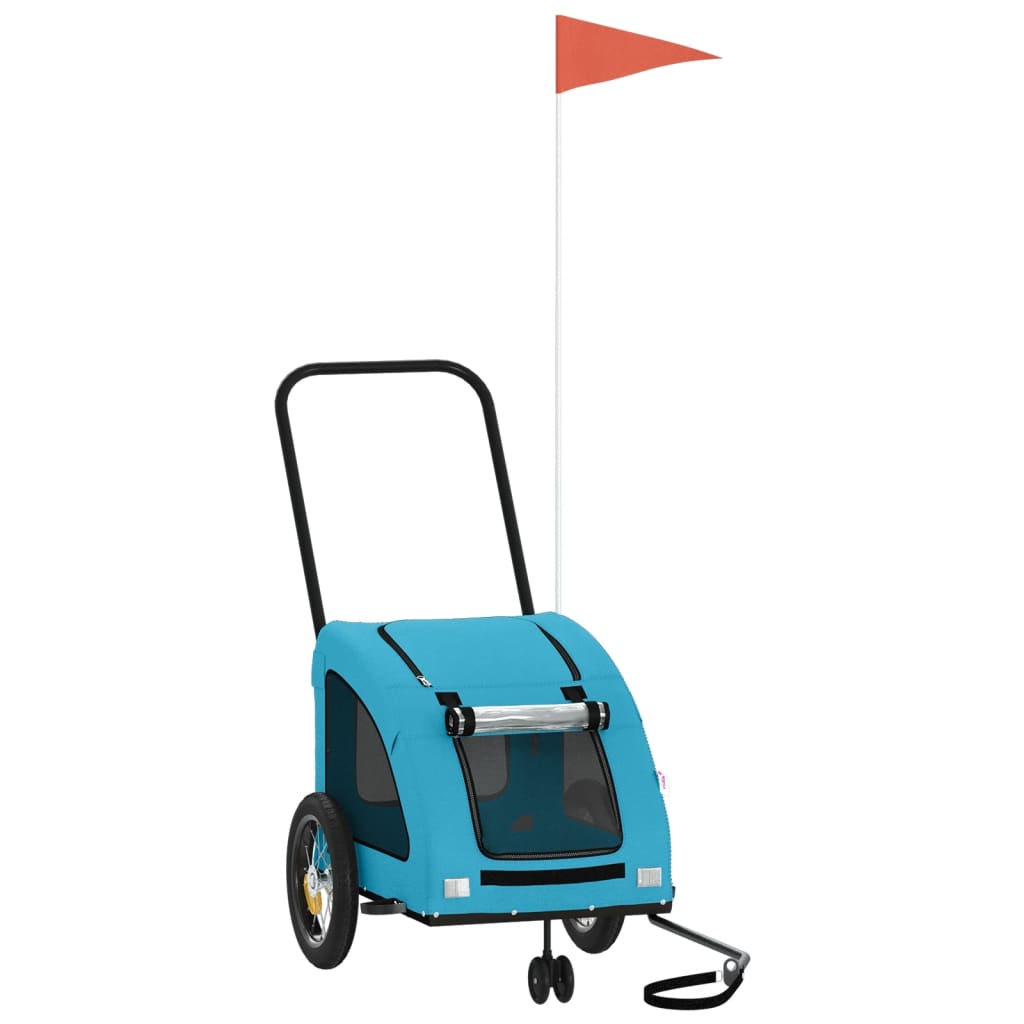 vidaXL Remorcă de bicicletă animale companie, albastru, oxford/fier