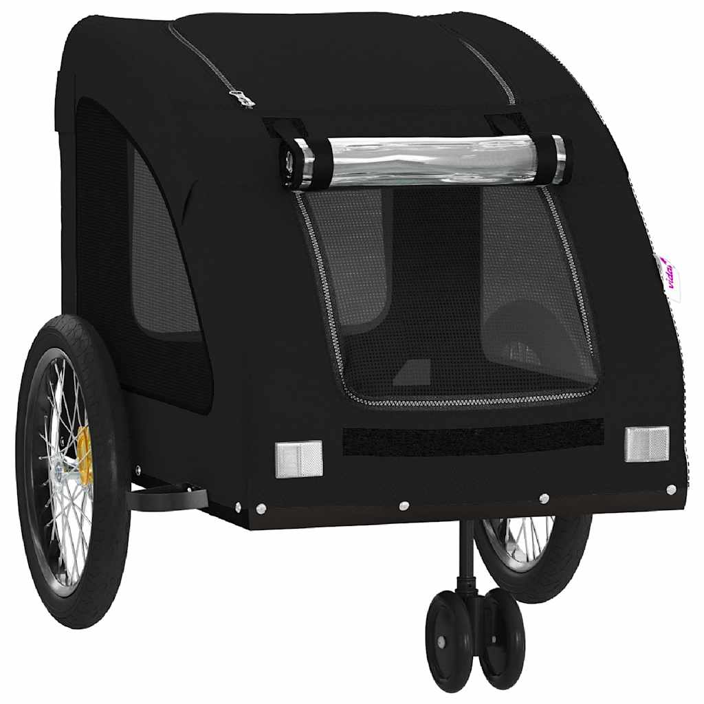 vidaXL Remorcă bicicletă animale companie, negru, textil oxford/fier vidaXL Remorcă bicicletă animale companie, negru, textil oxford/fier