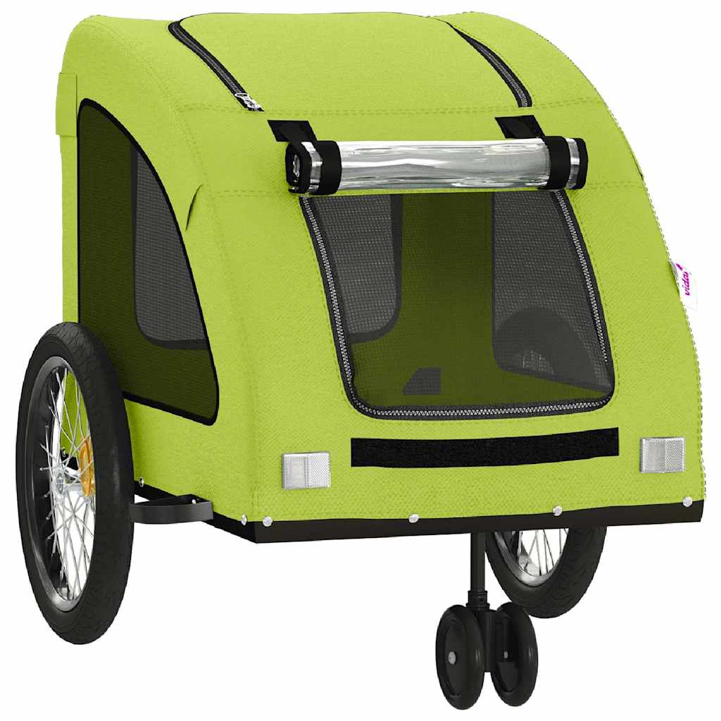 vidaXL Remorcă de bicicletă animale companie, verde textil oxford/fier vidaXL Remorcă de bicicletă animale companie, verde textil oxford/fier