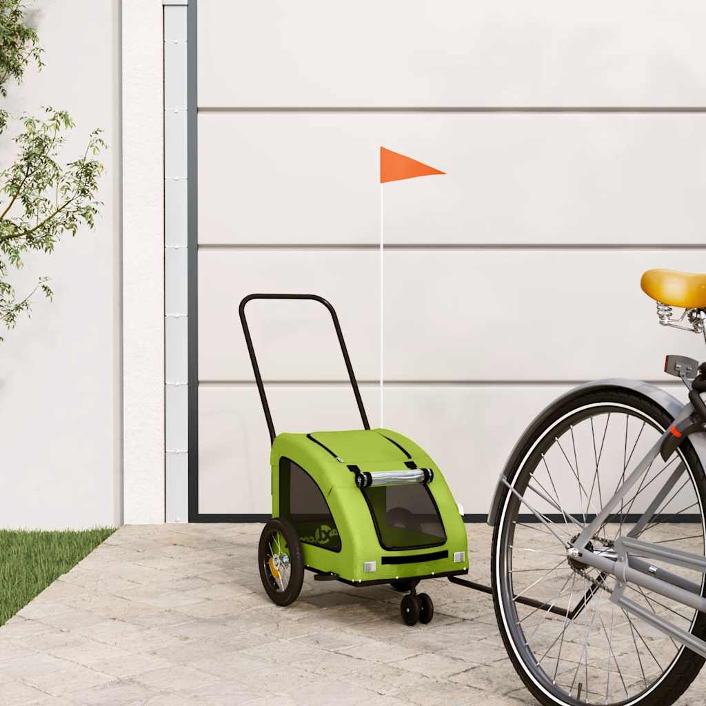 vidaXL Remorcă de bicicletă animale companie, verde textil oxford/fier vidaXL Remorcă de bicicletă animale companie, verde textil oxford/fier