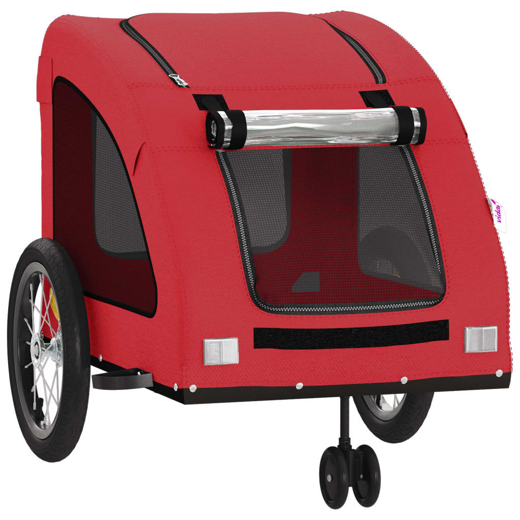 vidaXL Remorcă de bicicletă animale companie, roșu, textil oxford/fier