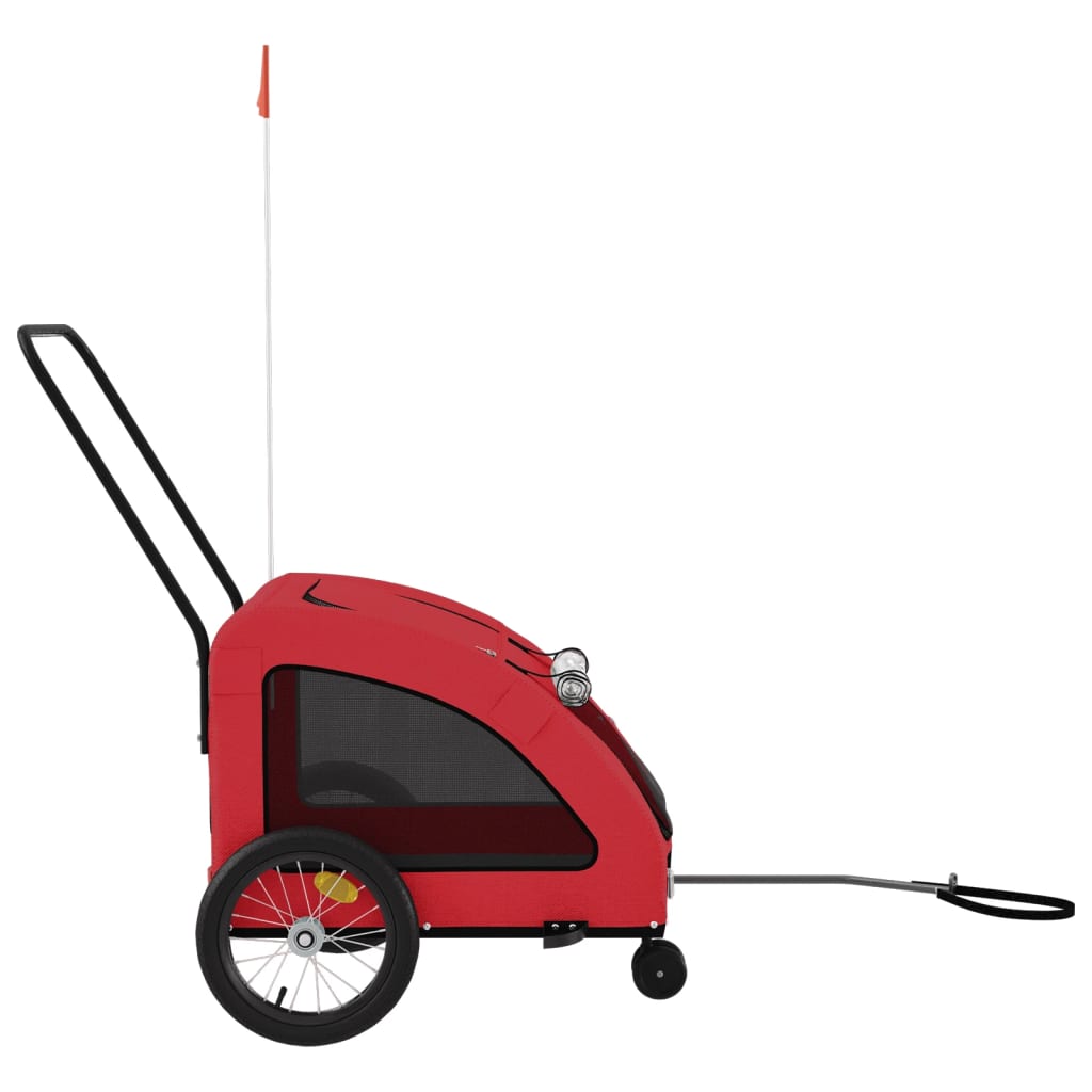 vidaXL Remorcă de bicicletă animale companie, roșu, textil oxford/fier