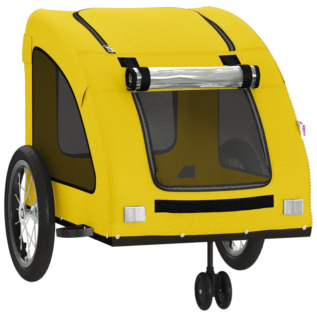 vidaXL Remorcă de bicicletă animale companie galben textil oxford/fier vidaXL Remorcă de bicicletă animale companie galben textil oxford/fier