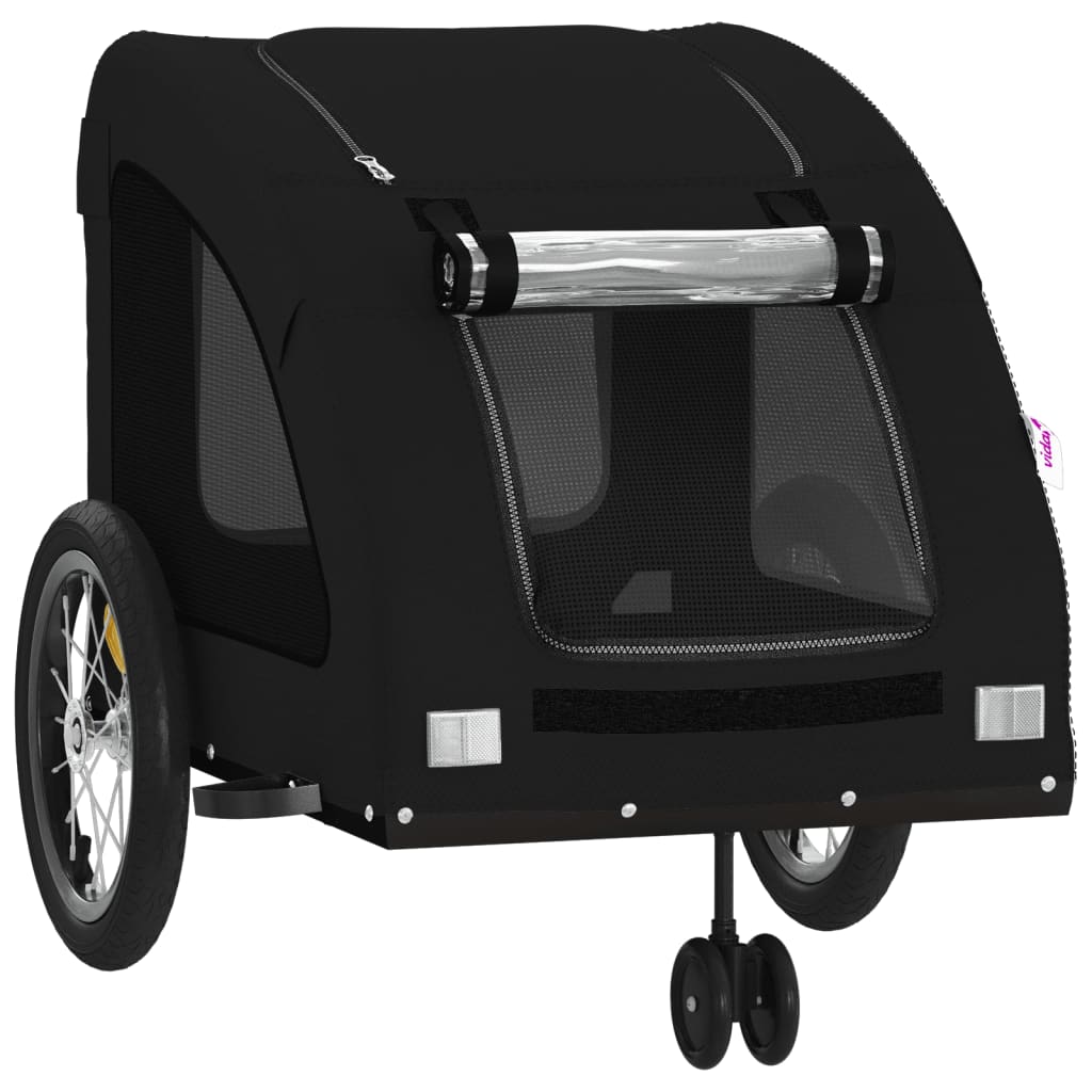 vidaXL Remorcă bicicletă animale companie, negru, textil oxford/fier vidaXL Remorcă bicicletă animale companie, negru, textil oxford/fier