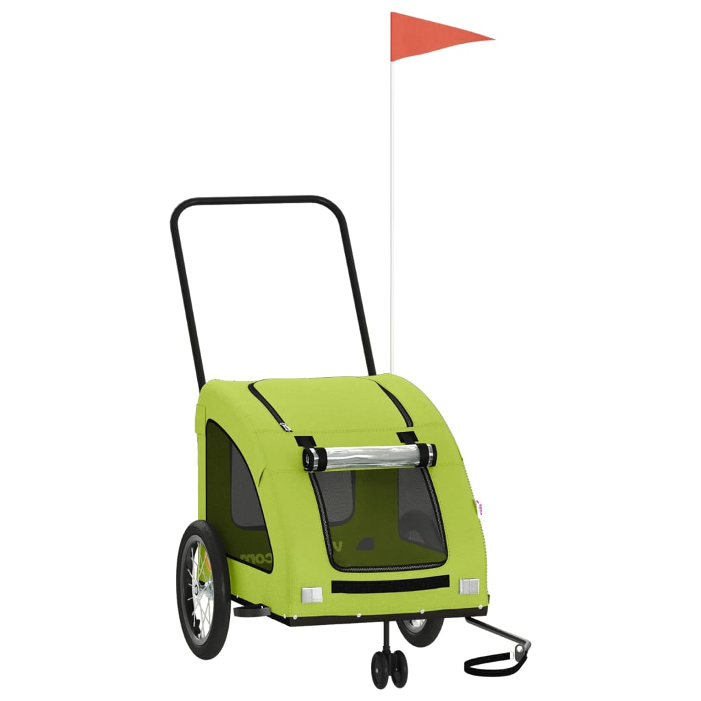vidaXL Remorcă de bicicletă animale companie, verde textil oxford/fier