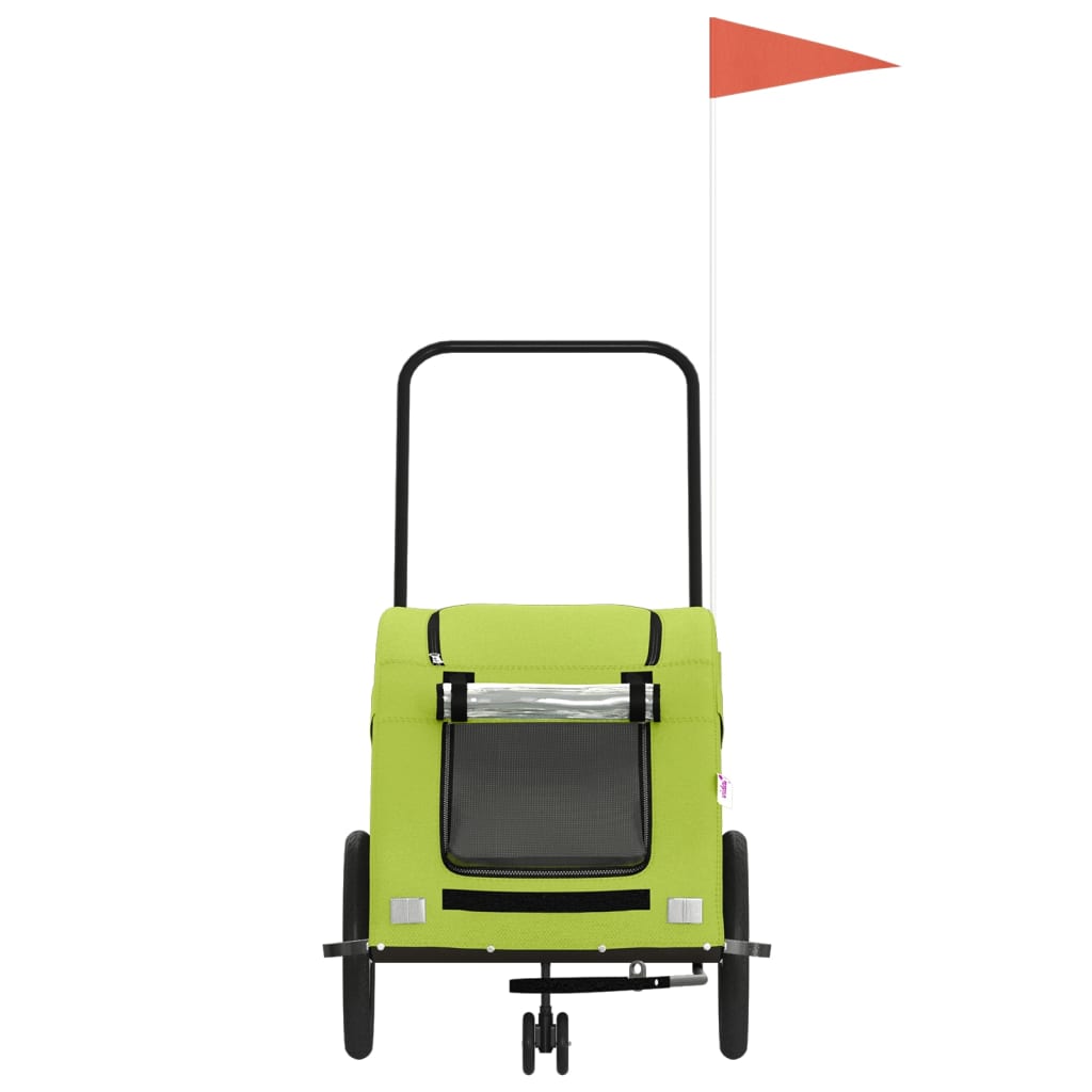 vidaXL Remorcă de bicicletă animale companie, verde textil oxford/fier