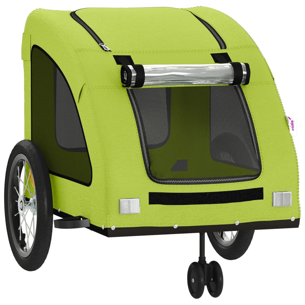 vidaXL Remorcă de bicicletă animale companie, verde textil oxford/fier