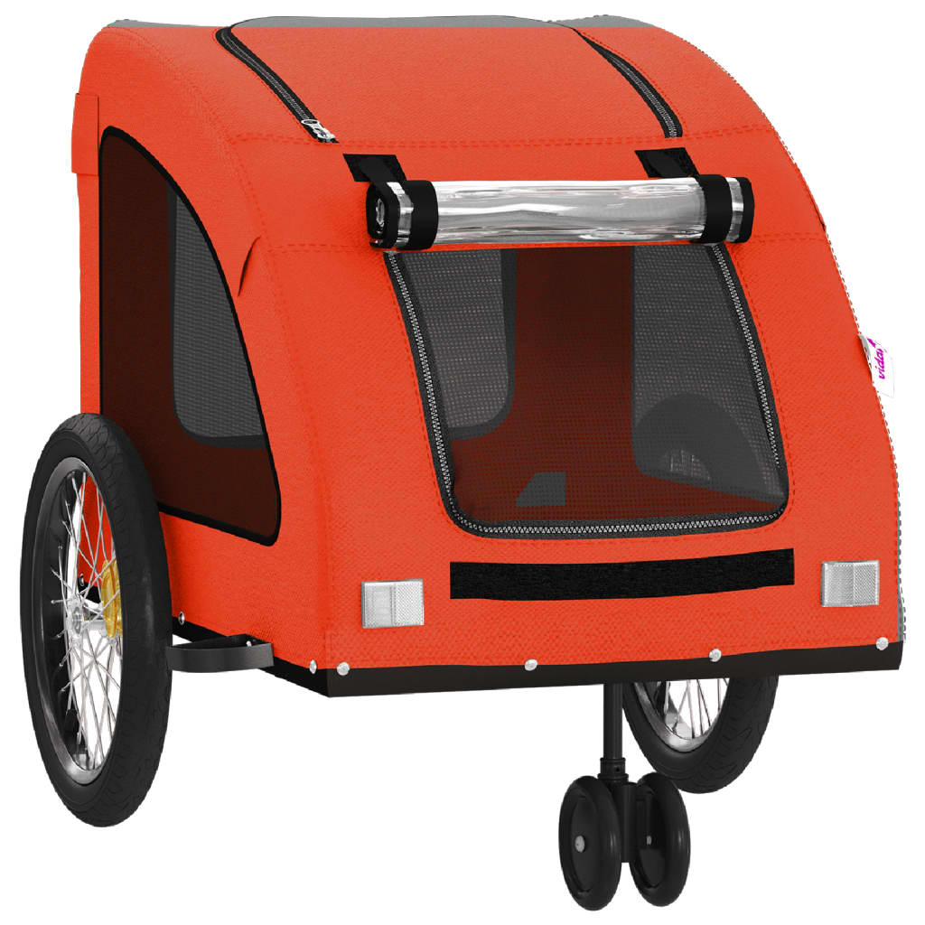 vidaXL Remorcă de bicicletă animale portocaliu/gri, textil oxford/fier vidaXL Remorcă de bicicletă animale portocaliu/gri, textil oxford/fier