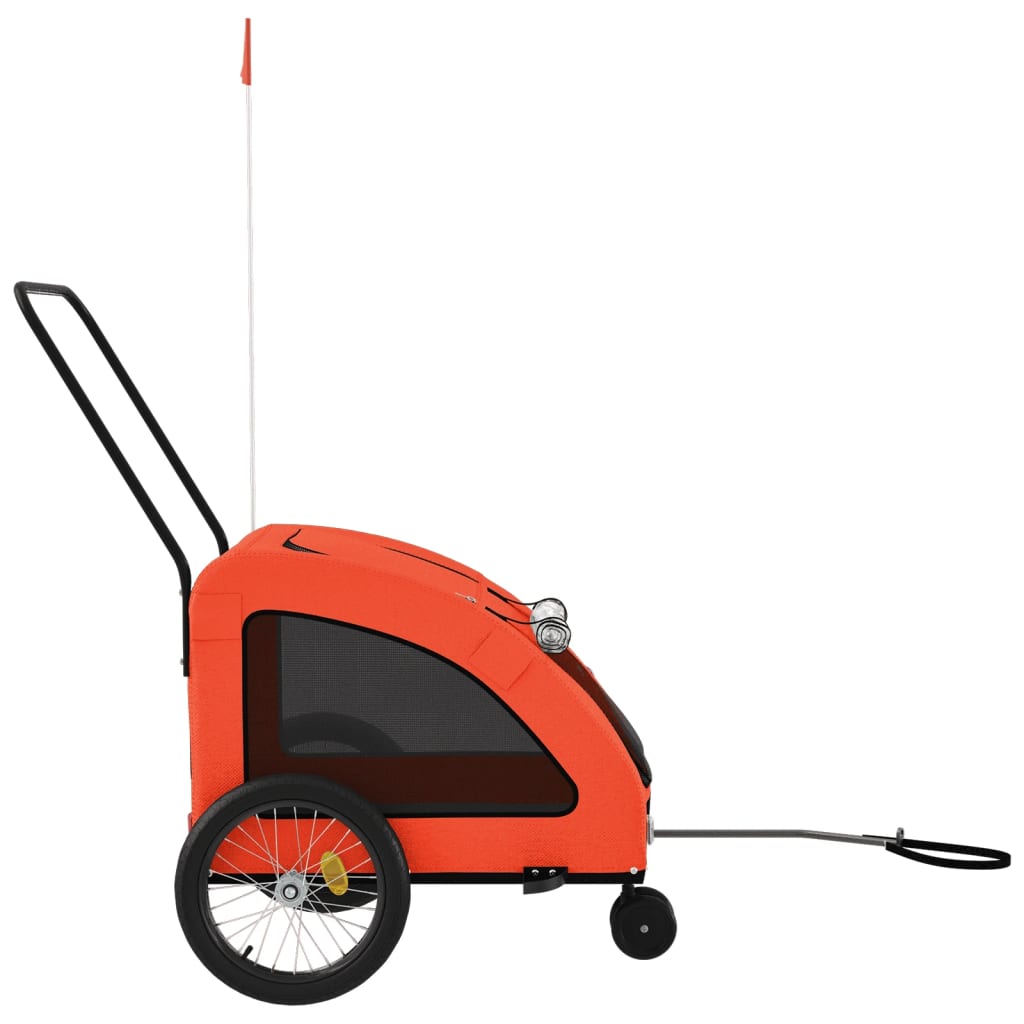 vidaXL Remorcă de bicicletă animale portocaliu/gri, textil oxford/fier vidaXL Remorcă de bicicletă animale portocaliu/gri, textil oxford/fier