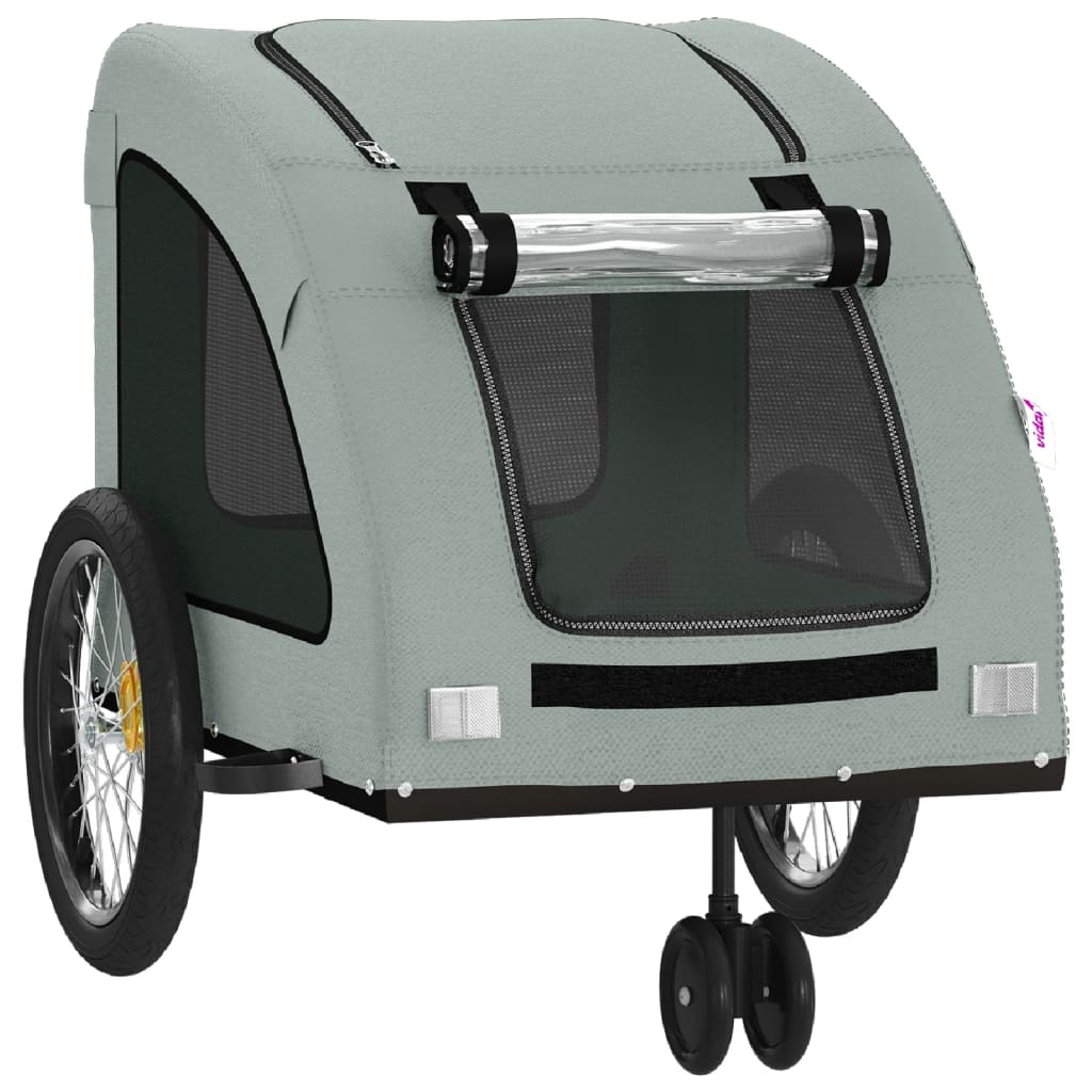vidaXL Remorcă de bicicletă animale companie, gri, textil oxford/fier vidaXL Remorcă de bicicletă animale companie, gri, textil oxford/fier