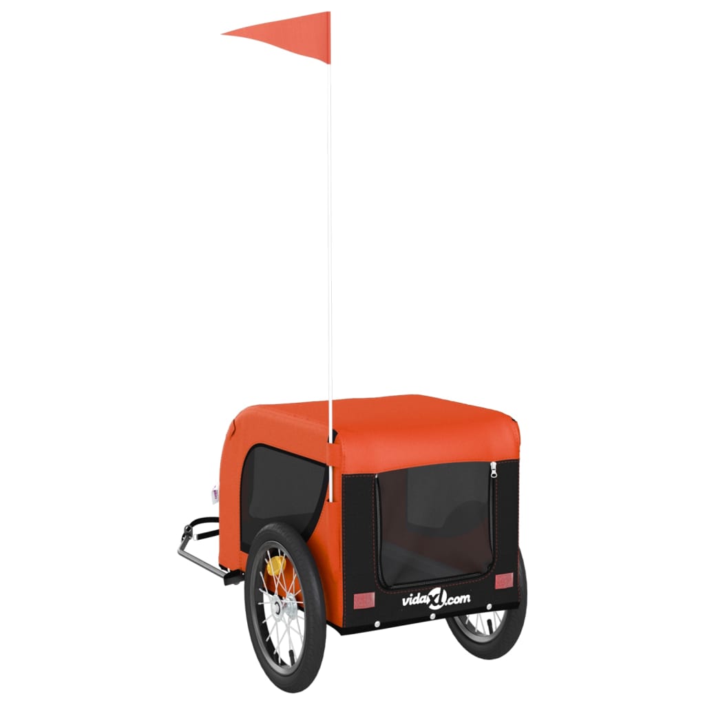 vidaXL Remorcă bicicletă animale companie portocaliu/negru oxford/fier vidaXL Remorcă bicicletă animale companie portocaliu/negru oxford/fier