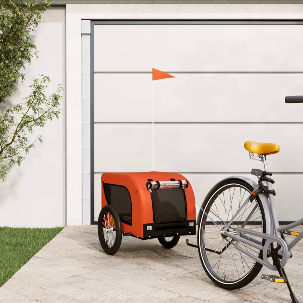 vidaXL Remorcă bicicletă animale companie portocaliu/negru oxford/fier vidaXL Remorcă bicicletă animale companie portocaliu/negru oxford/fier