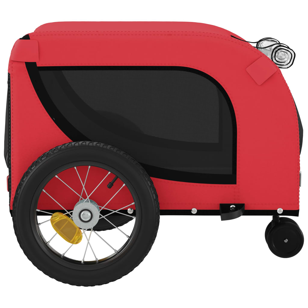 vidaXL Remorcă bicicletă animale companie, roșu/negru, oxford/fier vidaXL Remorcă bicicletă animale companie, roșu/negru, oxford/fier