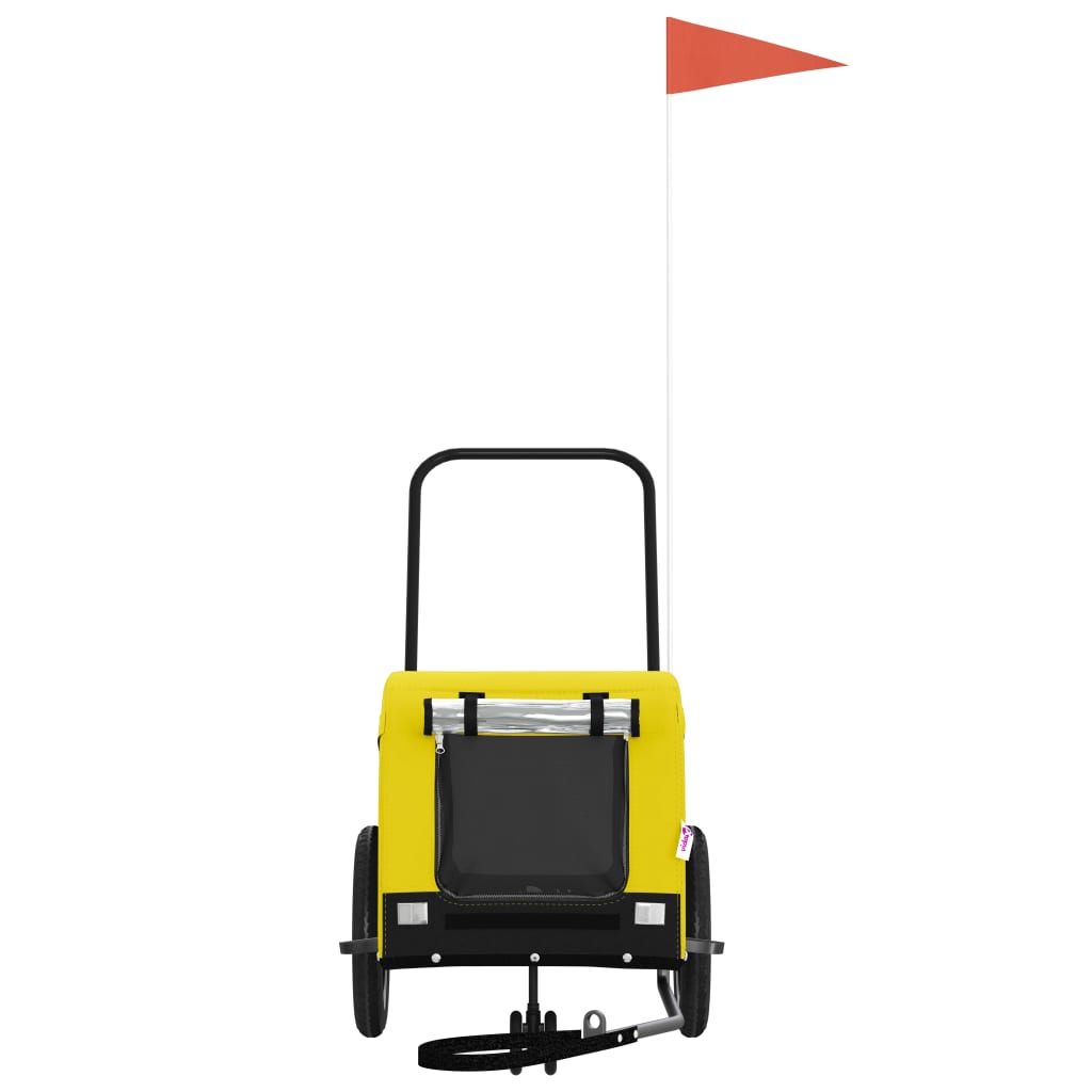 vidaXL Remorcă bicicletă animale companie, galben/negru, oxford/fier