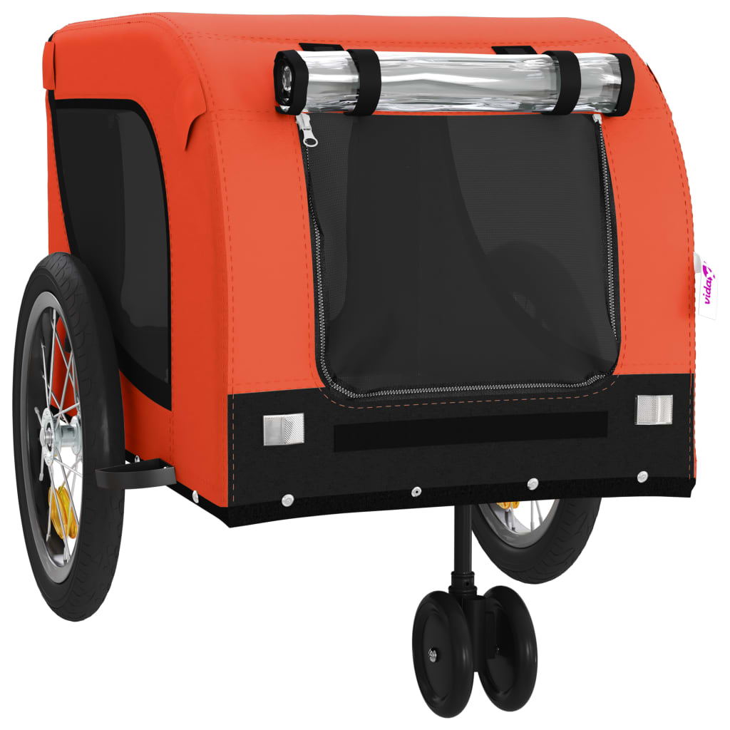 vidaXL Remorcă bicicletă animale companie portocaliu/negru oxford/fier vidaXL Remorcă bicicletă animale companie portocaliu/negru oxford/fier