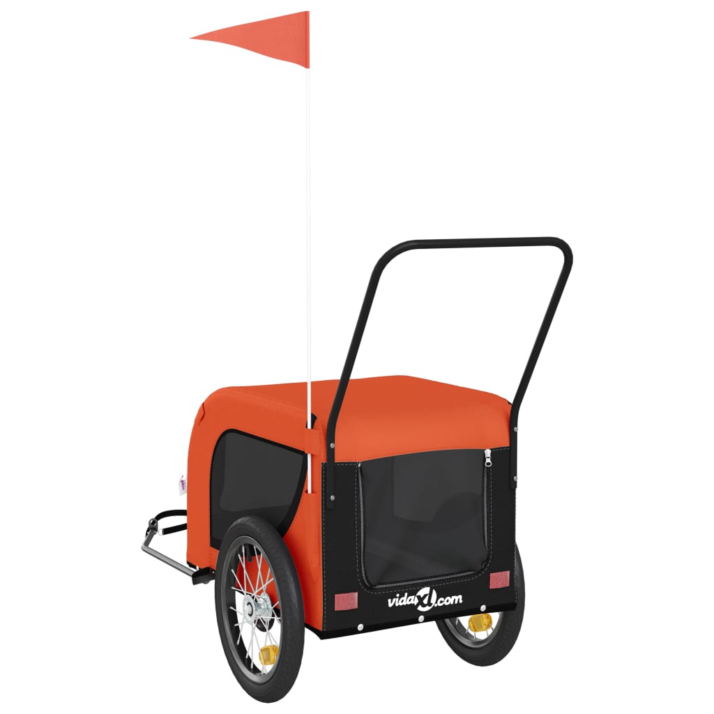 vidaXL Remorcă bicicletă animale companie portocaliu/negru oxford/fier vidaXL Remorcă bicicletă animale companie portocaliu/negru oxford/fier