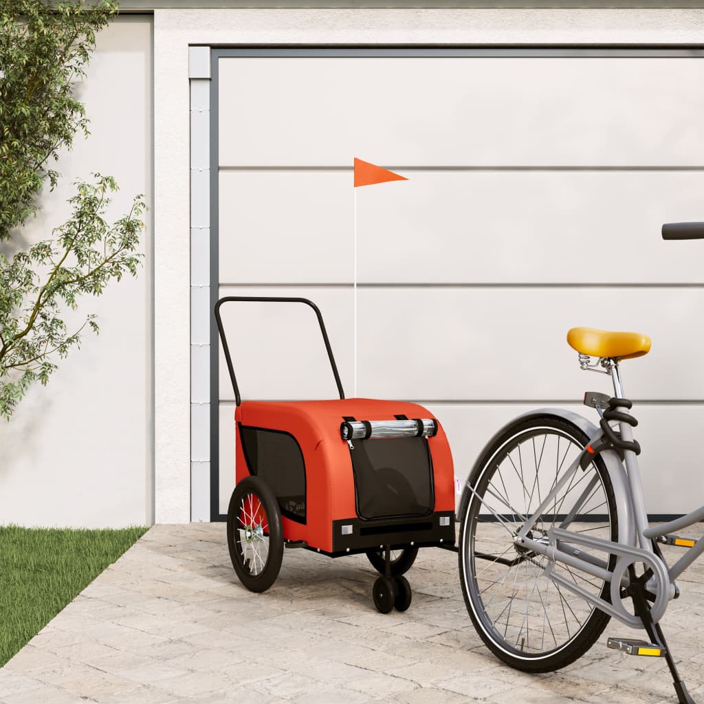 vidaXL Remorcă bicicletă animale companie portocaliu/negru oxford/fier vidaXL Remorcă bicicletă animale companie portocaliu/negru oxford/fier