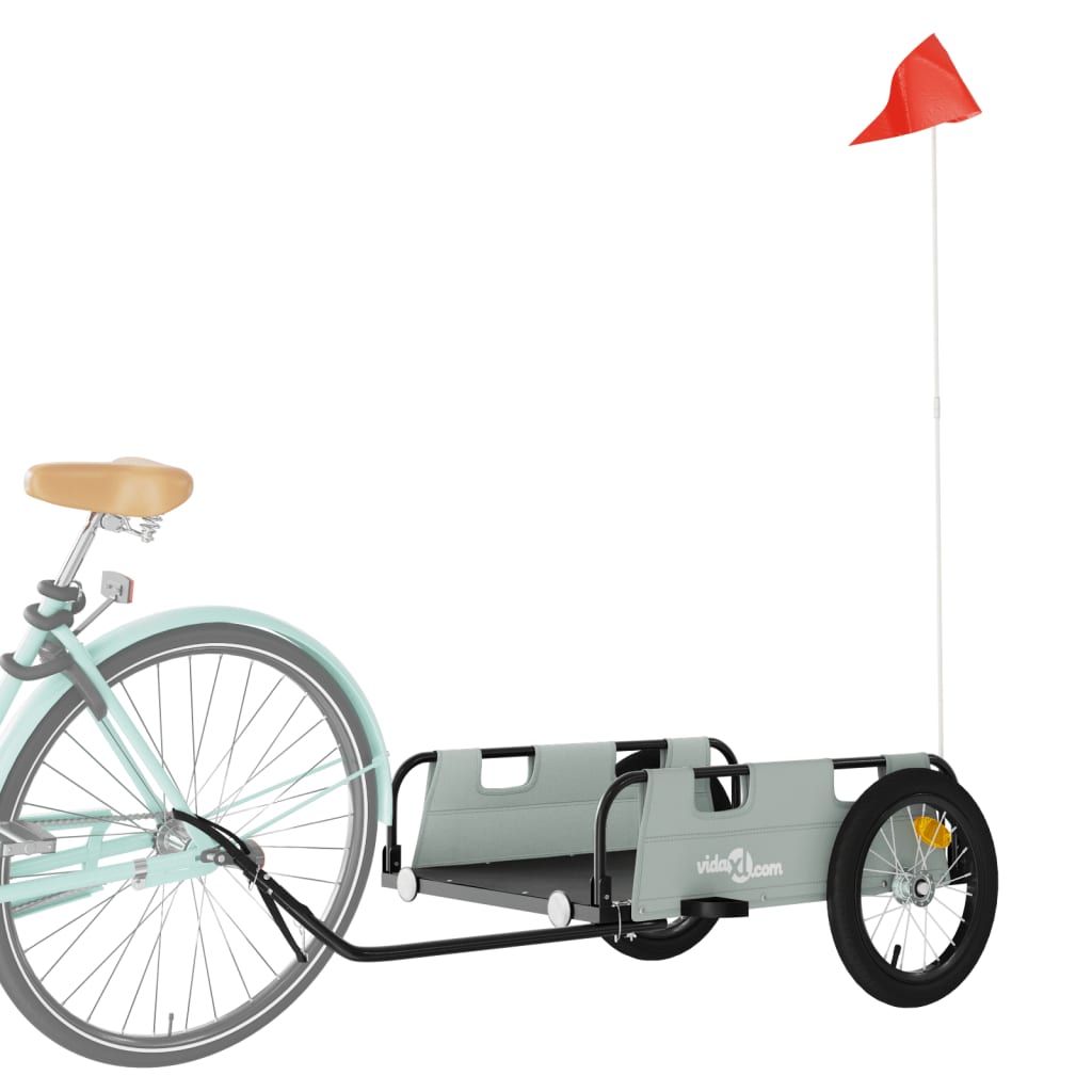vidaXL Remorcă de bicicletă, gri, textil oxford și fier vidaXL Remorcă de bicicletă, gri, textil oxford și fier