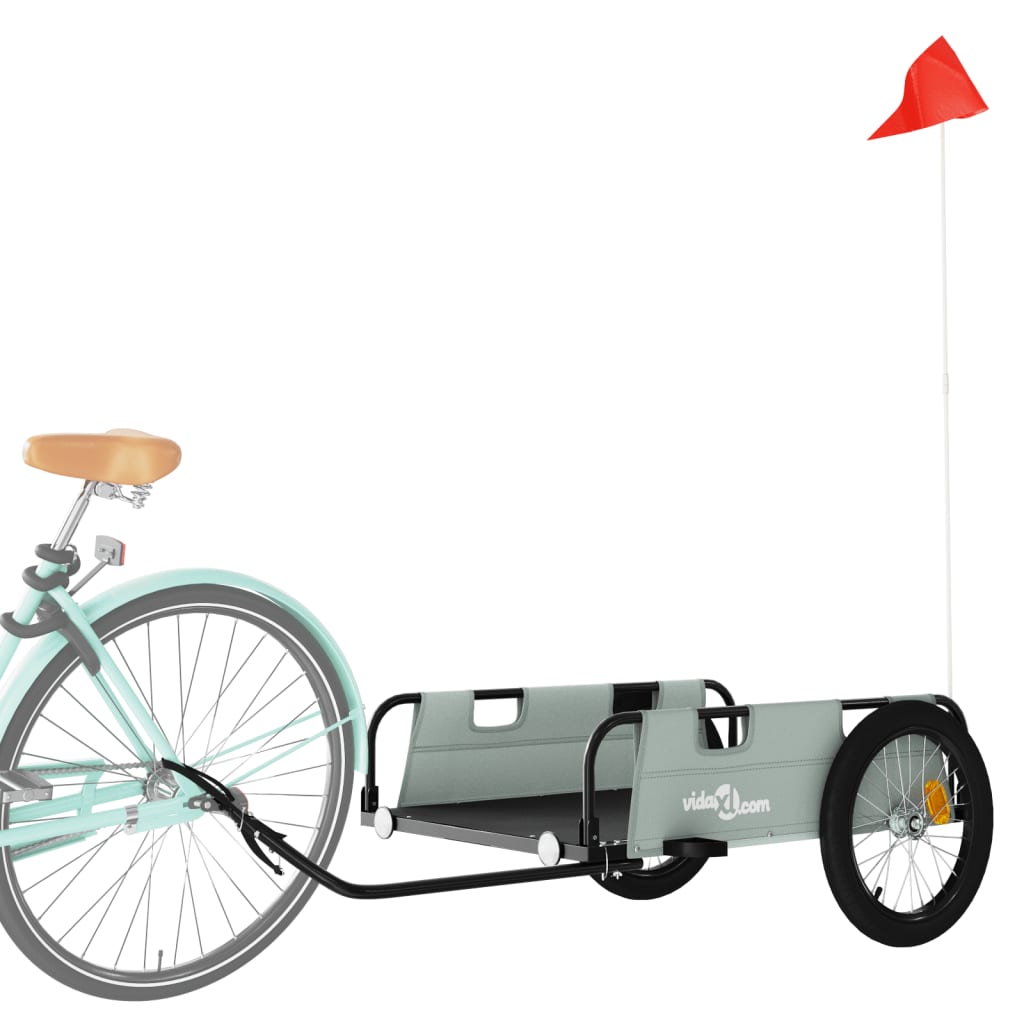 vidaXL Remorcă de bicicletă, gri, textil oxford și fier vidaXL Remorcă de bicicletă, gri, textil oxford și fier