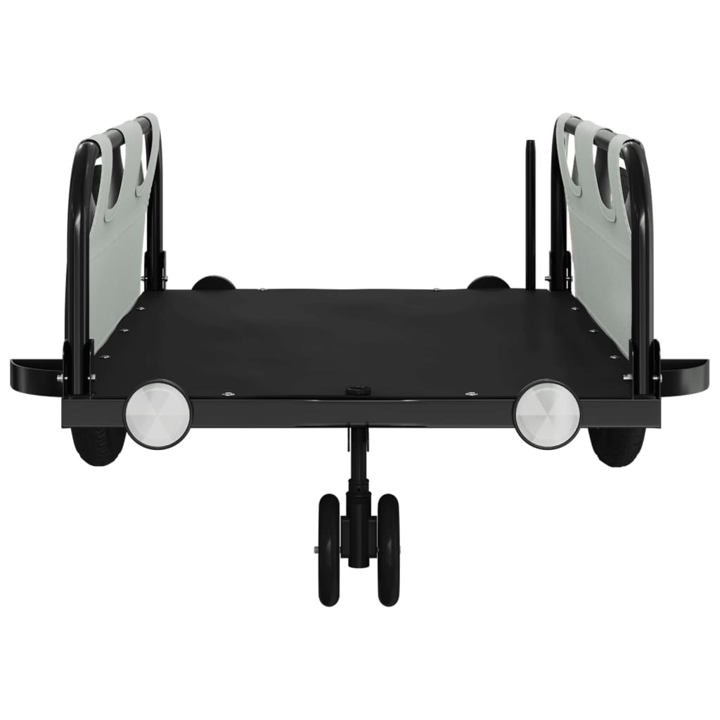 vidaXL Remorcă de bicicletă, gri, textil oxford și fier vidaXL Remorcă de bicicletă, gri, textil oxford și fier