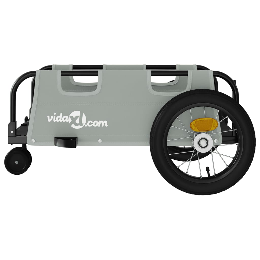 vidaXL Remorcă de bicicletă, gri, textil oxford și fier vidaXL Remorcă de bicicletă, gri, textil oxford și fier