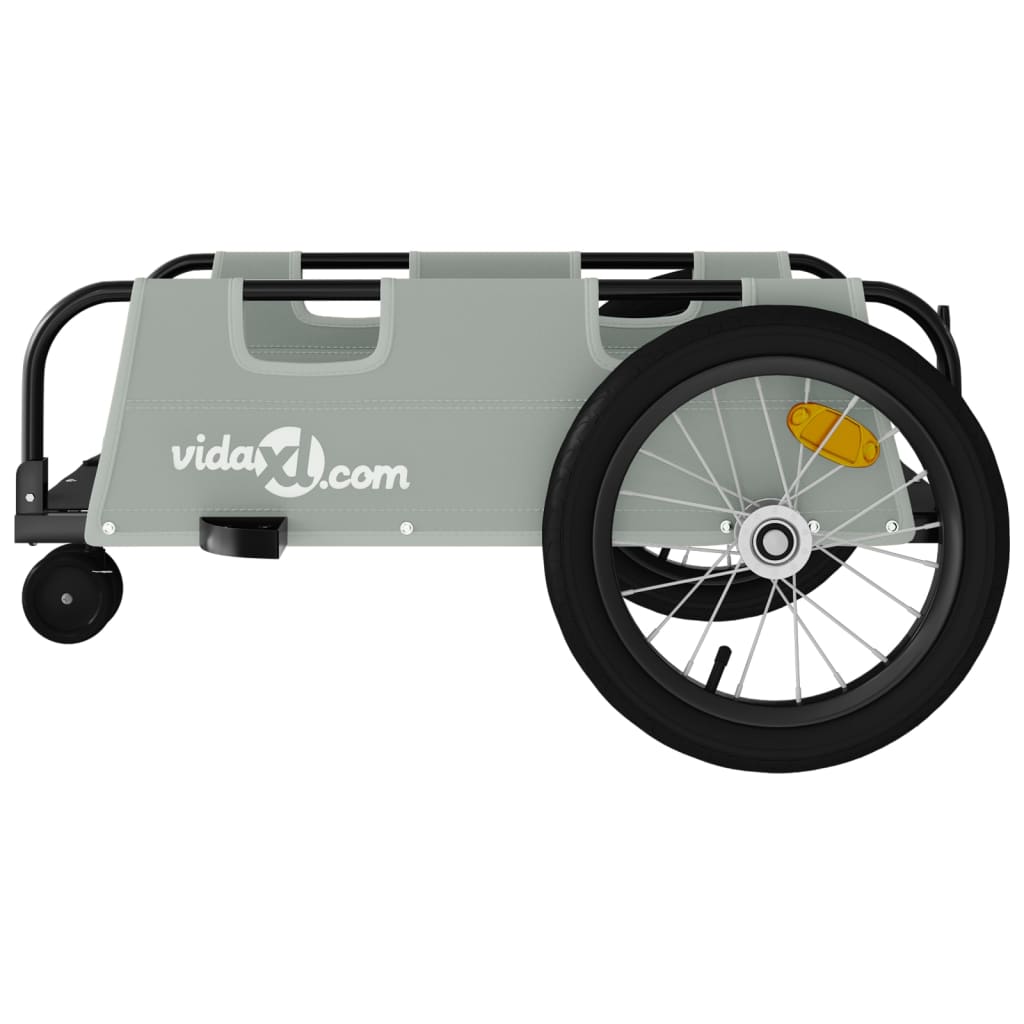 vidaXL Remorcă de bicicletă, gri, textil oxford și fier vidaXL Remorcă de bicicletă, gri, textil oxford și fier
