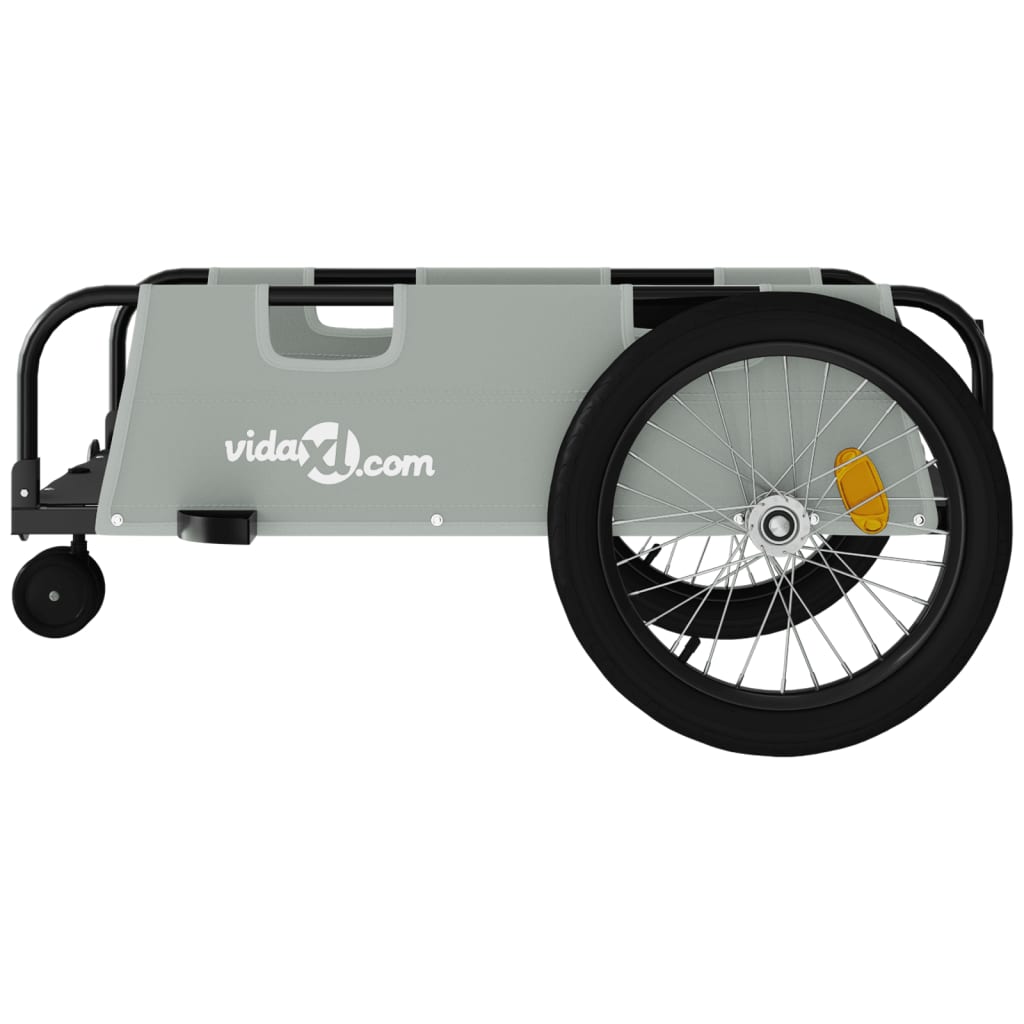 vidaXL Remorcă biciclete, gri și negru, țesătură oxford și fier vidaXL Remorcă biciclete, gri și negru, țesătură oxford și fier