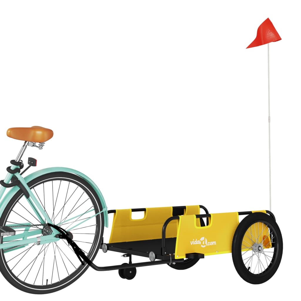 vidaXL Remorcă bicicletă, galben și negru, țesătură oxford și fier vidaXL Remorcă bicicletă, galben și negru, țesătură oxford și fier
