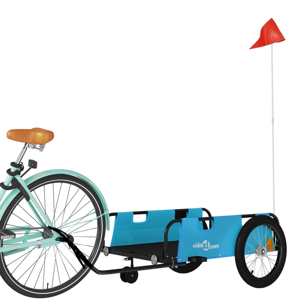 vidaXL Remorcă bicicletă, albastru și negru, țesătură oxford și fier vidaXL Remorcă bicicletă, albastru și negru, țesătură oxford și fier
