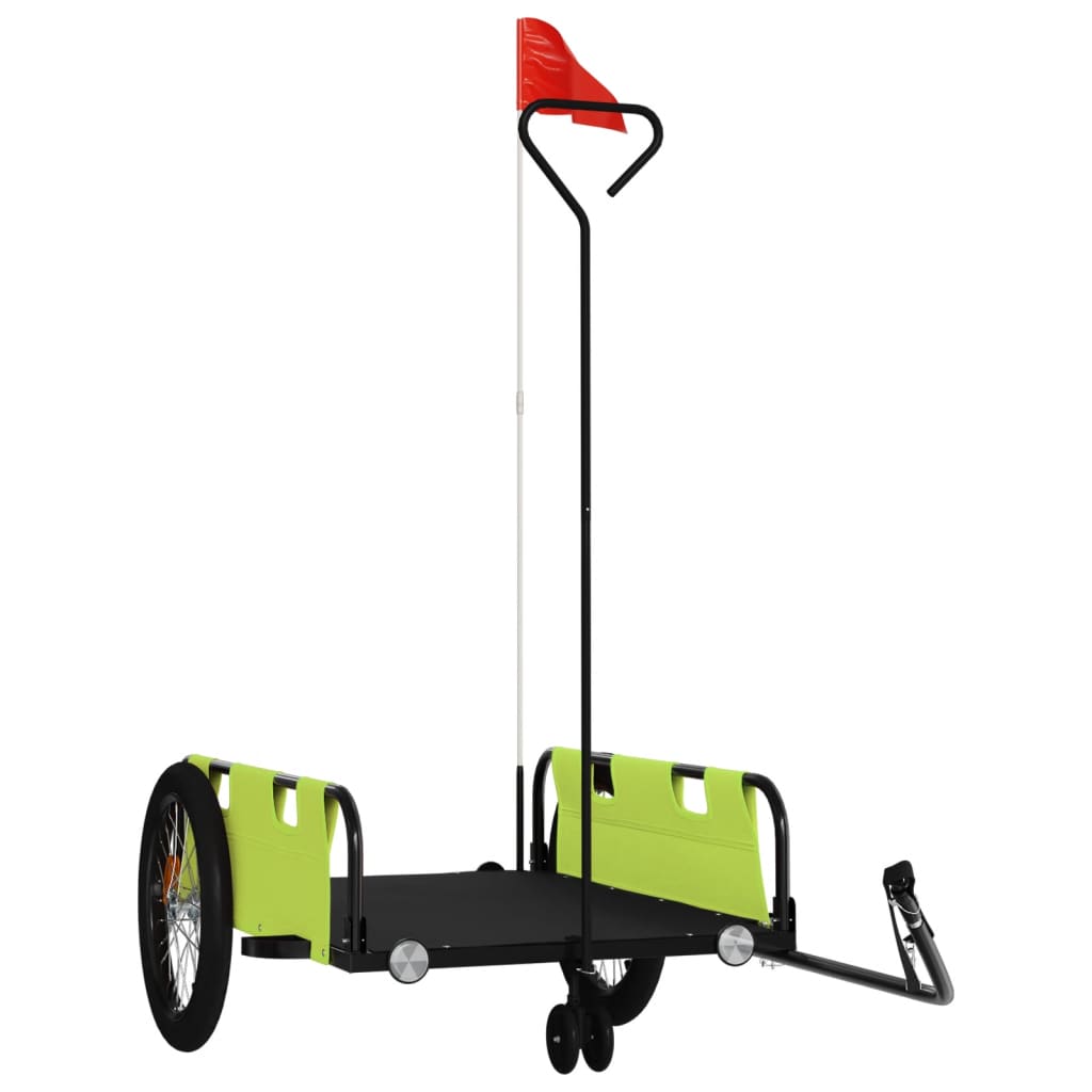 vidaXL Remorcă bicicletă, verde și negru, țesătură oxford și fier vidaXL Remorcă bicicletă, verde și negru, țesătură oxford și fier