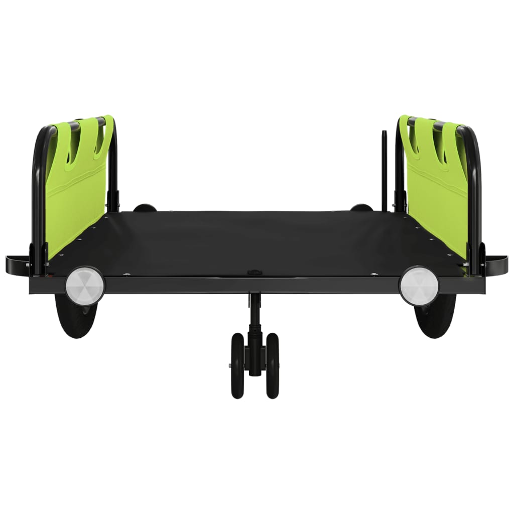 vidaXL Remorcă bicicletă, verde și negru, țesătură oxford și fier vidaXL Remorcă bicicletă, verde și negru, țesătură oxford și fier