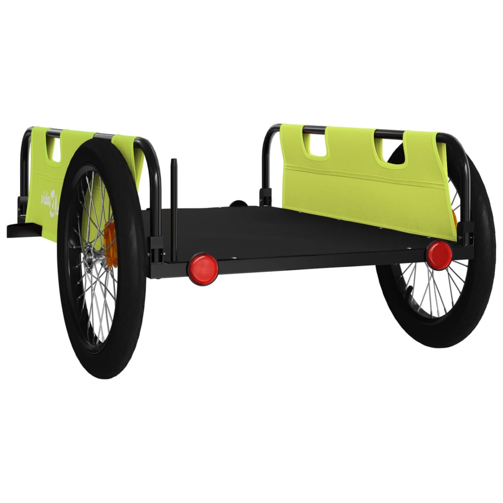 vidaXL Remorcă bicicletă, verde și negru, țesătură oxford și fier vidaXL Remorcă bicicletă, verde și negru, țesătură oxford și fier