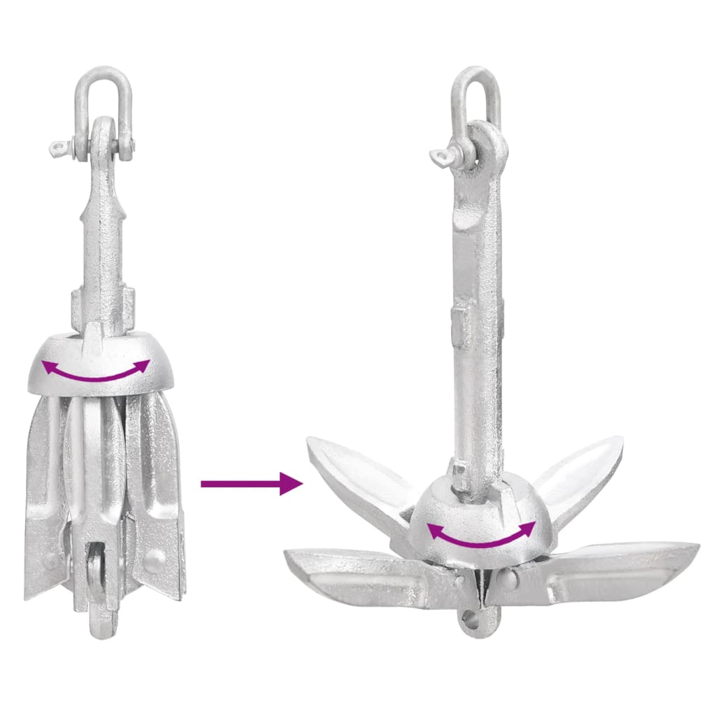 vidaXL Ancoră pliabilă argintie 0,7 kg, fontă galvanizată la cald vidaXL Ancoră pliabilă argintie 0,7 kg, fontă galvanizată la cald