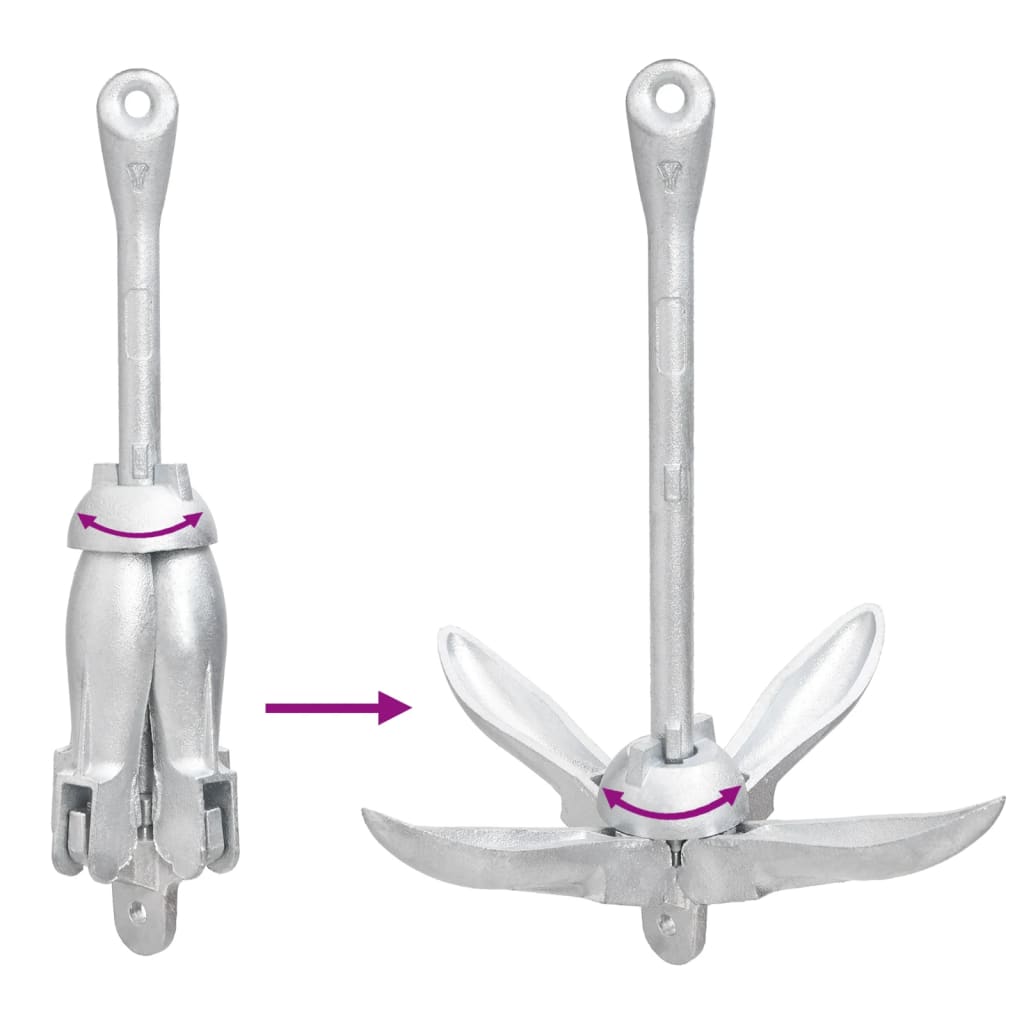 vidaXL Ancoră pliabilă argintie 4 kg, fontă galvanizată la cald vidaXL Ancoră pliabilă argintie 4 kg, fontă galvanizată la cald