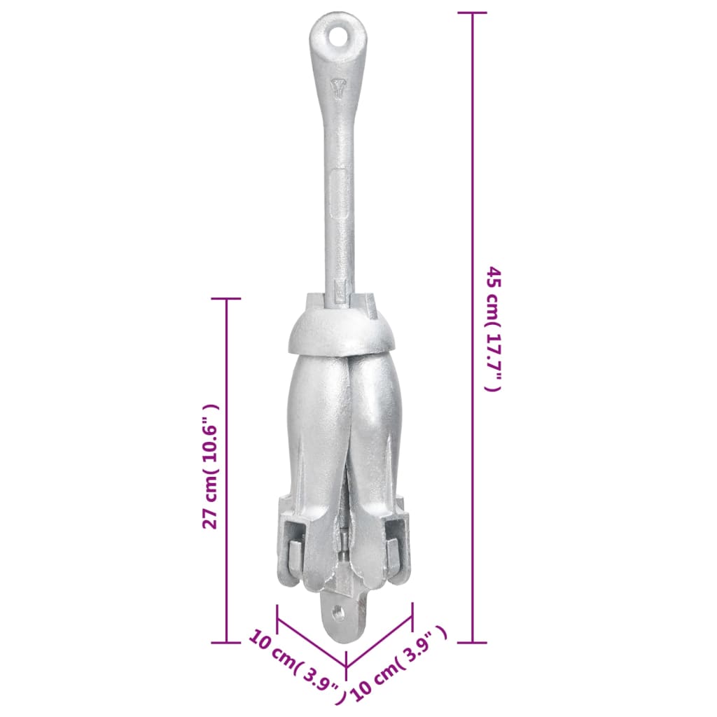vidaXL Ancoră pliabilă argintie 4 kg, fontă galvanizată la cald vidaXL Ancoră pliabilă argintie 4 kg, fontă galvanizată la cald