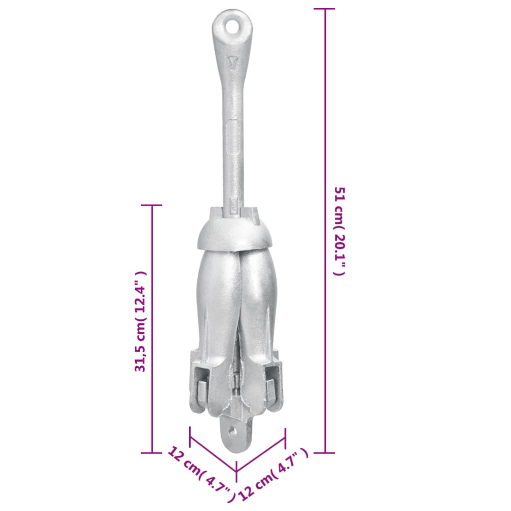 vidaXL Ancoră pliabilă argintie 6 kg, fontă galvanizată la cald vidaXL Ancoră pliabilă argintie 6 kg, fontă galvanizată la cald
