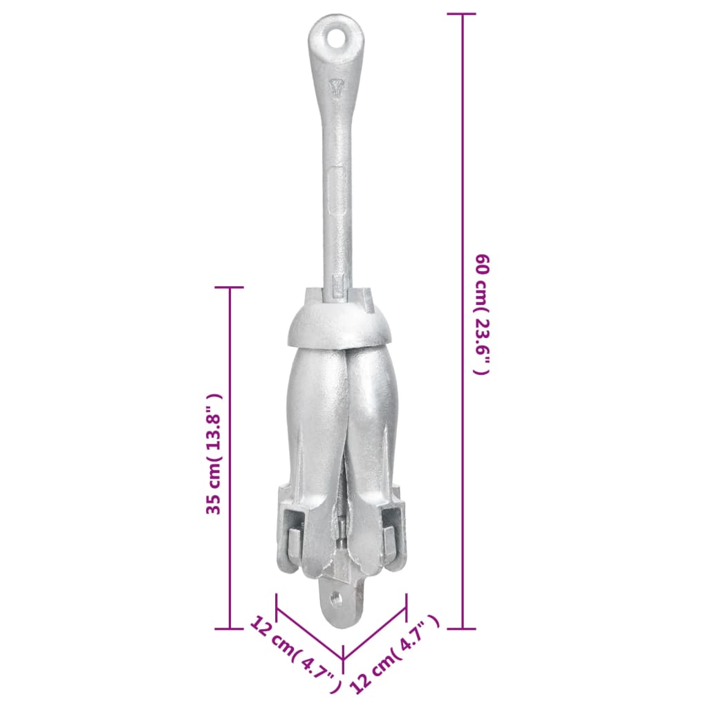 vidaXL Ancoră pliabilă argintie 8 kg, fontă galvanizată la cald vidaXL Ancoră pliabilă argintie 8 kg, fontă galvanizată la cald