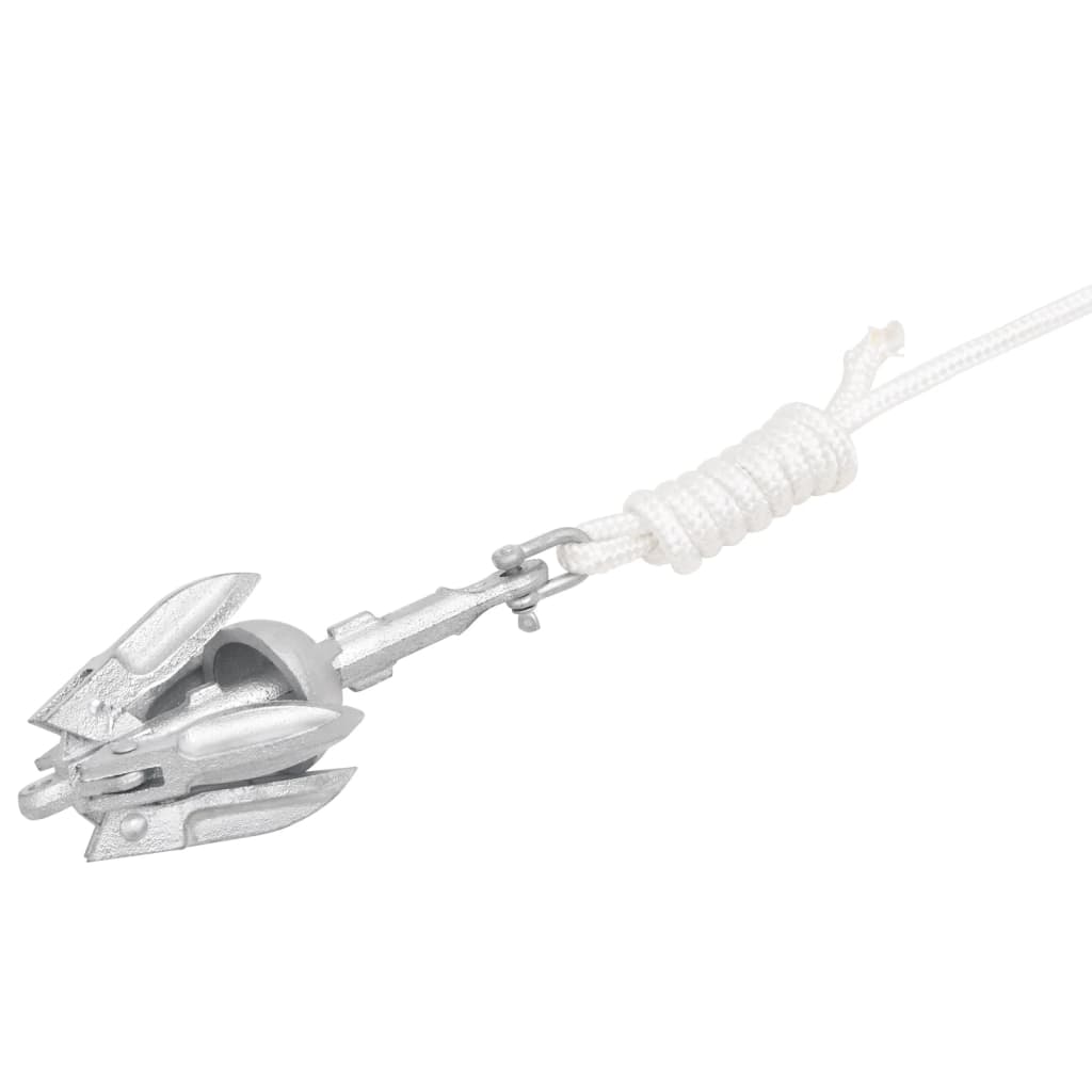 vidaXL Ancoră pliabilă cu funie, 0,7 kg, fontă galvanizată la cald vidaXL Ancoră pliabilă cu funie, 0,7 kg, fontă galvanizată la cald